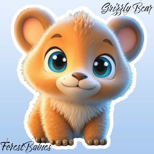 Pegatina Personalizado De Oso De Teddy Gráfica Naturaleza S (Grizzly Bear ForestBabies Sticker)