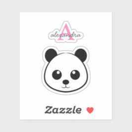 Pegatina Personalizado de oso panda lindo Monograma