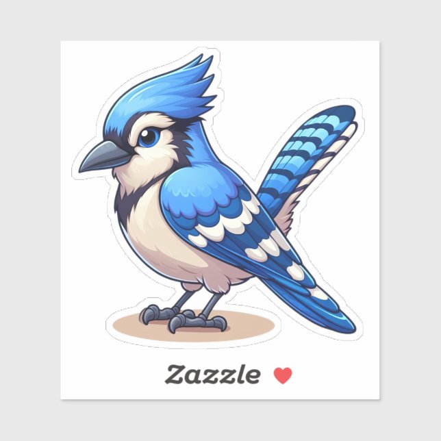 Pegatina Personalizado de pájaro de Jay azul-Pegatina de vi (Hoja)