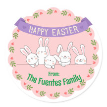 pegatina personalizado de Pascua de la familia del
