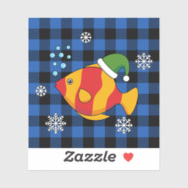 Pegatina Personalizado de peces tropicales de Navidad en pa