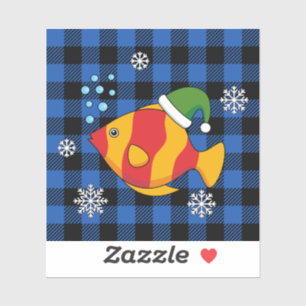 Pegatina Personalizado de peces tropicales de Navidad en pa