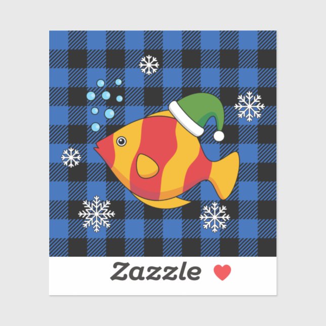 Pegatina Personalizado de peces tropicales de Navidad en pa (Hoja)