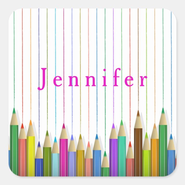 Pegatina Personalizado De Pencillos De Arte Colori (Anverso)
