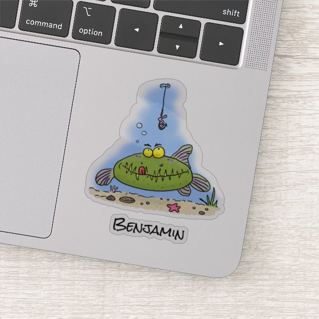 Pegatina Personalizado de pescadores de peces gordos y hamb (Detalle)