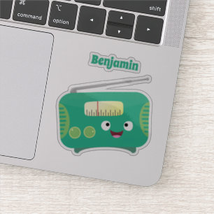Pegatina Personalizado de radio retro alegre y gracioso