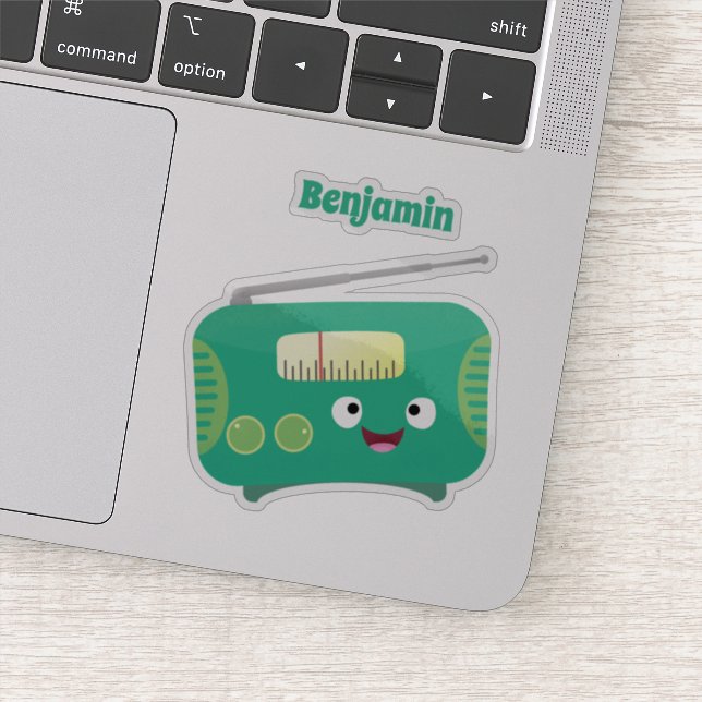 Pegatina Personalizado de radio retro alegre y gracioso (Detalle)