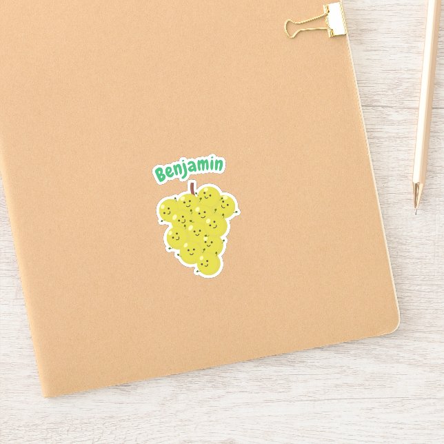 Pegatina Personalizado de ramas de uvas verdes felices (Cuaderno)