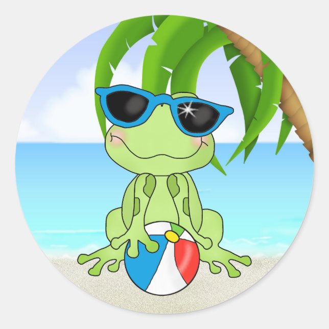 Pegatina personalizado de ranas de Summer Beach (Anverso)