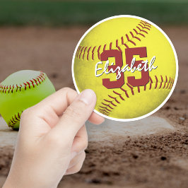 Pegatina Personalizado de softball de chica amarillo realis