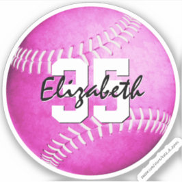 Pegatina Personalizado de softball rosa chica-Pegatina de v