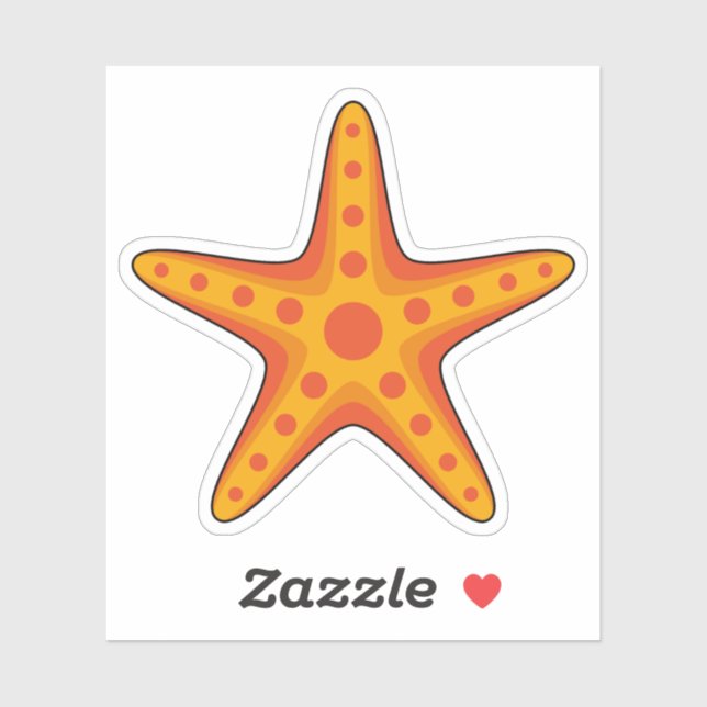 Pegatina Personalizado de Starfish Naranja Cute (Hoja)