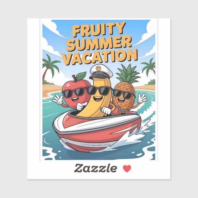 Pegatina Personalizado de vacaciones de verano de frutas Pe (Hoja)