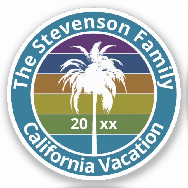 Pegatina Personalizado de vacaciones familiares tropicales  (Anverso)