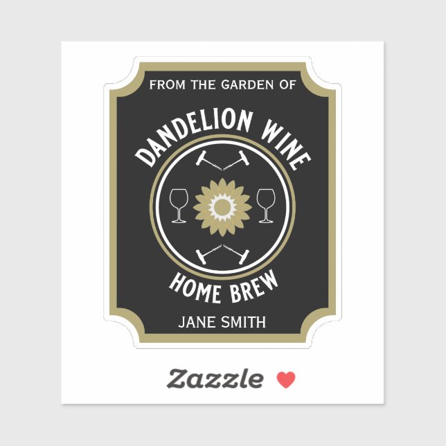 Pegatina Personalizado de vino Dandelion de fabricación cas (Hoja)