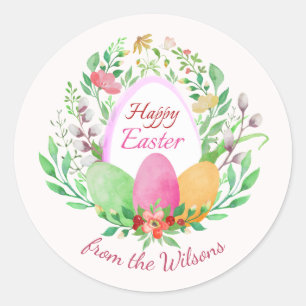 Pegatina personalizado de Watercolor Floral Easter