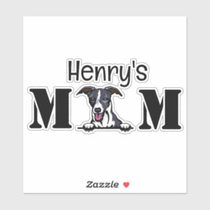 Pegatina personalizado de Whippet Peeking Mom