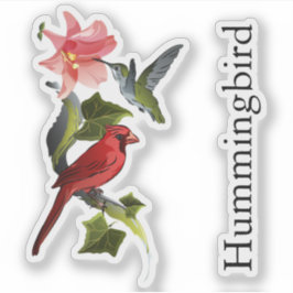 Pegatina Personalizado del Cardenal y Hummingbird Lirio Ros