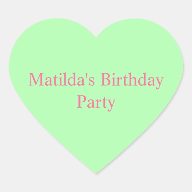 Pegatina Personalizado del corazón verde (Anverso)