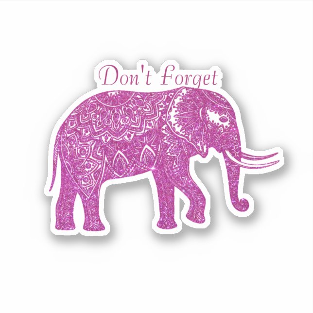 Pegatina Personalizado del elefante rosa brillante (Anverso)