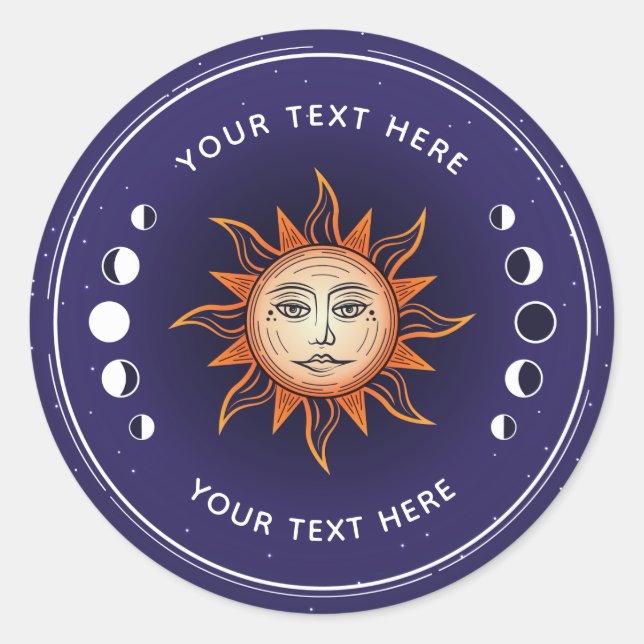 Pegatina personalizado del Sol místico (Anverso)