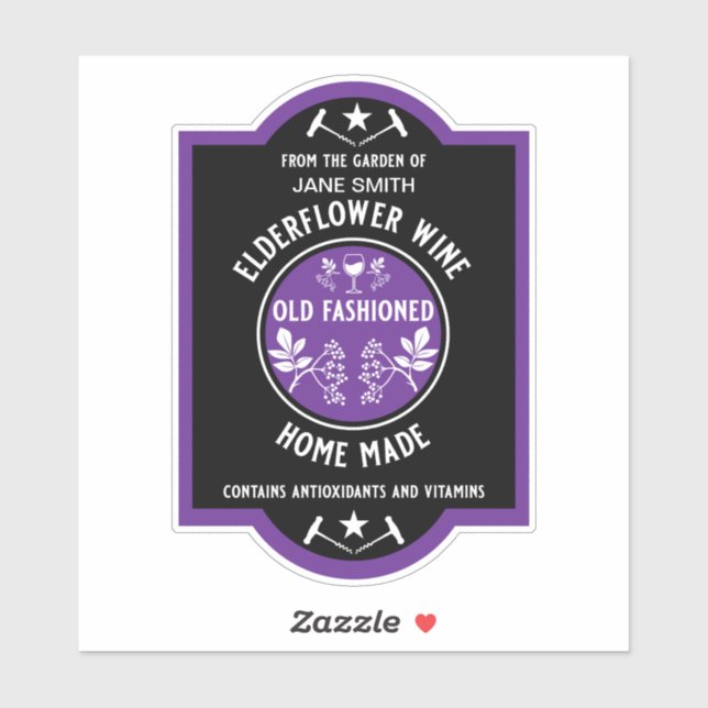 Pegatina Personalizado Elderflower casero (Hoja)