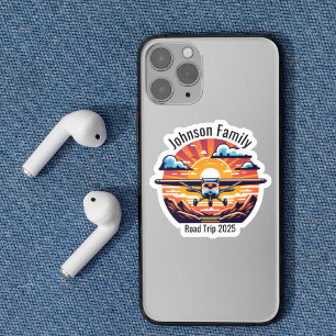 Pegatina Personalizado Family Road Trip Mountain Sunset Ret