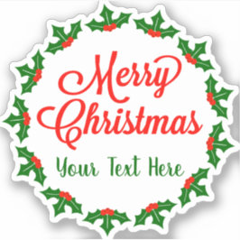 Pegatina Personalizado Feliz Navidad Holly Berry Kiss Cut