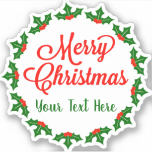 Pegatina Personalizado Feliz Navidad Holly Berry Kiss Cut