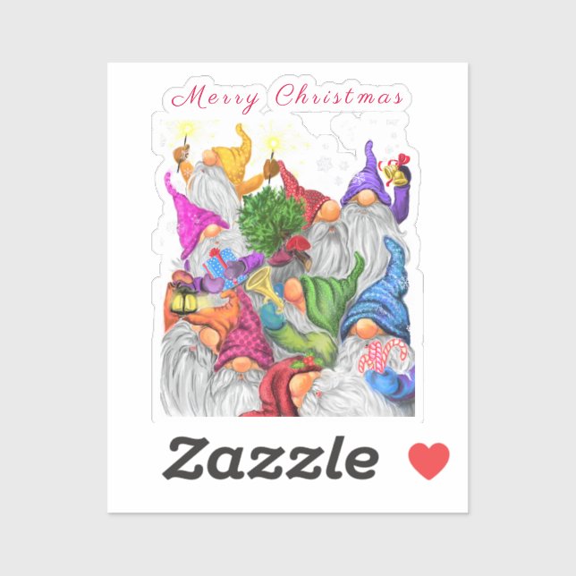 Pegatina Personalizado Fiesta de Gnomes de Regalo de Navida (Hoja)