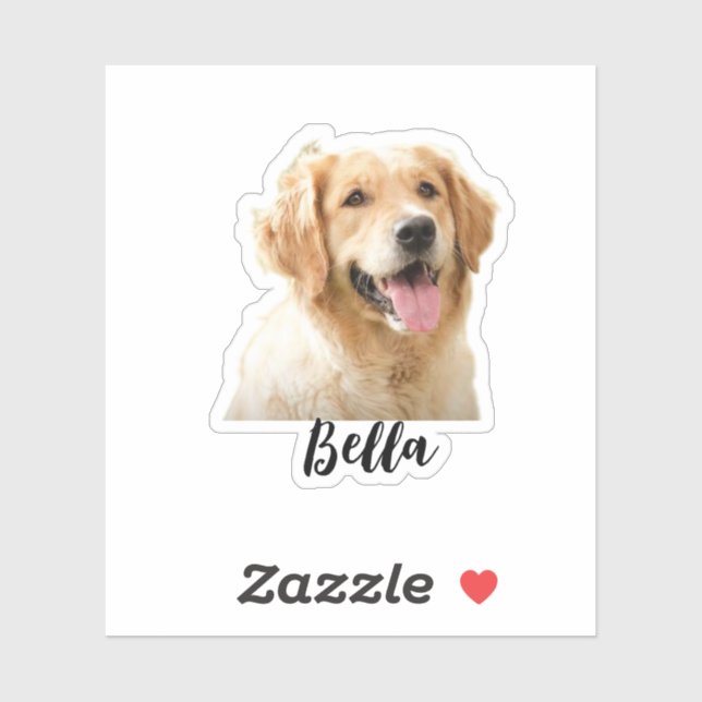 Pegatina Personalizado foto de su mascota con nombre (Hoja)