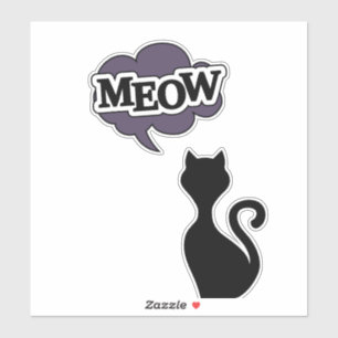 Pegatina Personalizado gato negro dice morado