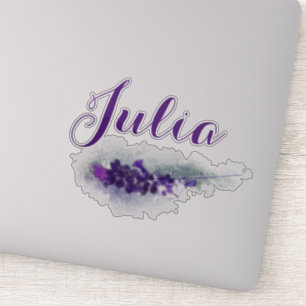 Pegatina Personalizado Girly Script Nombre Flores Purple La