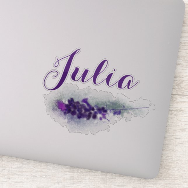 Pegatina Personalizado Girly Script Nombre Flores Purple La (Detalle)