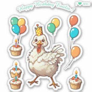Pegatina Personalizado Hen Chcken - Feliz cumpleaños person