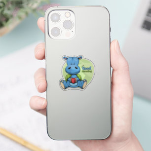 Pegatina Personalizado Hippo   2"x 2"- Transparente brillan