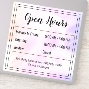 Pegatina Personalizado Holographic opal stone Open Hours Pe