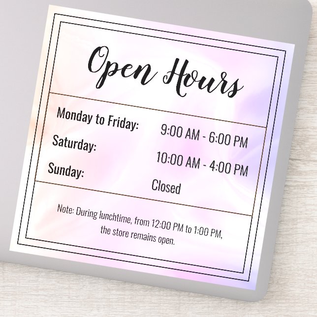 Pegatina Personalizado Holographic opal stone Open Hours Pe (Detalle)