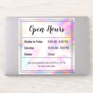Pegatina Personalizado Holographic opal stone Open Hours Pe