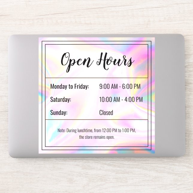 Pegatina Personalizado Holographic opal stone Open Hours Pe (Ordenador)
