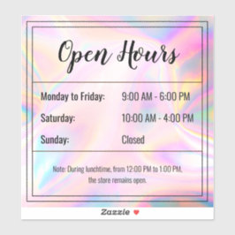 Pegatina Personalizado Holographic opal stone Open Hours Pe