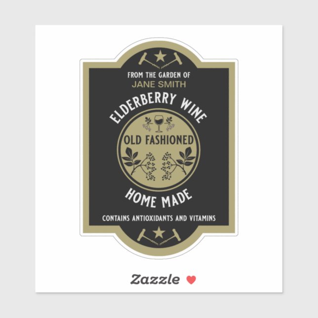 Pegatina Personalizado Homemade Elderberry (Hoja)