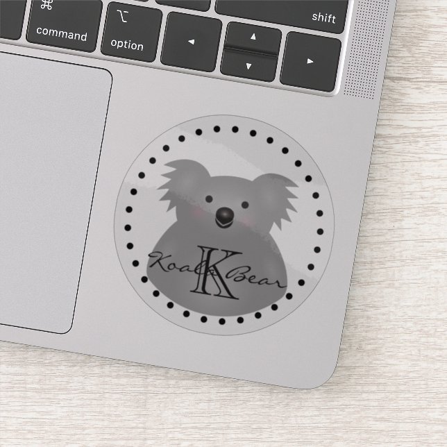 Pegatina Personalizado lindo Australia Koala Oso Monograma (Detalle)