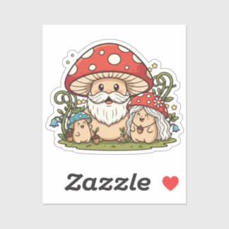 Pegatina Personalizado lindo feliz familia de hongos impres