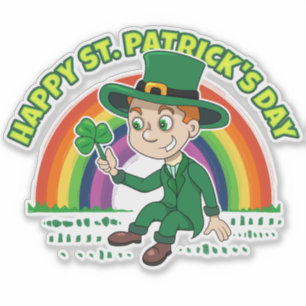 Pegatina Personalizado lindo leprechaun con shamrock y arco