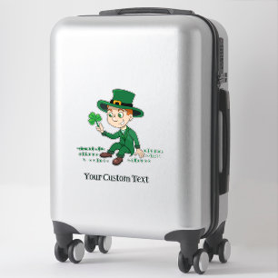 Pegatina Personalizado lindo leprechaun con shamrock y arco