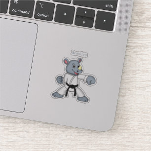 Pegatina Personalizado lindo rhino kung fu personalizado