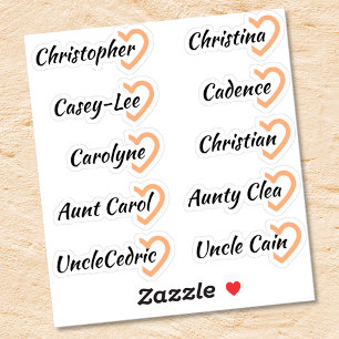 Pegatina Personalizado Lista de invitados 10 Nombres Caligr