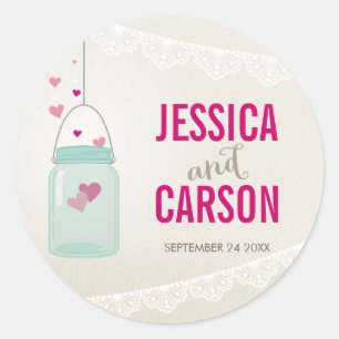 PEGATINA personalizado mason jar corazones lienzo 