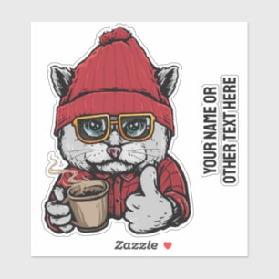 Pegatina Personalizado Mensajes de texto Café Cat